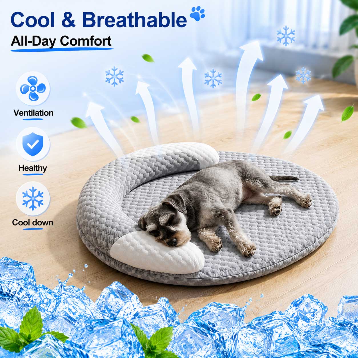Calming Dog Bed - Cama de Cachorro de Seda Gelada