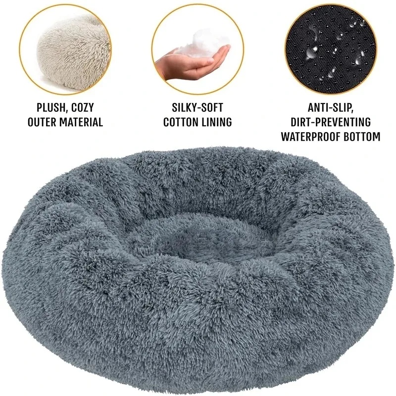 Cama Redonda de Pelúcia para C - Calming Dog Bed avaliação e preço