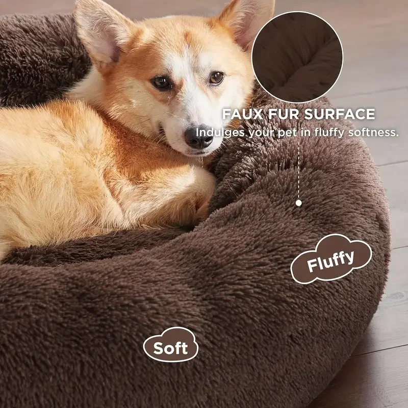 Cama Redonda de Pelúcia para C - Calming Dog Bed avaliação e preço